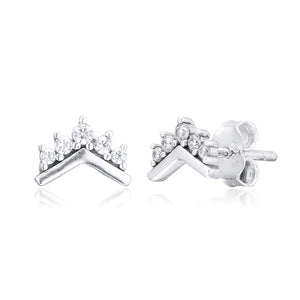 Tiara Wishbone Stud Earrings 925 Sterling Silver Jewelry