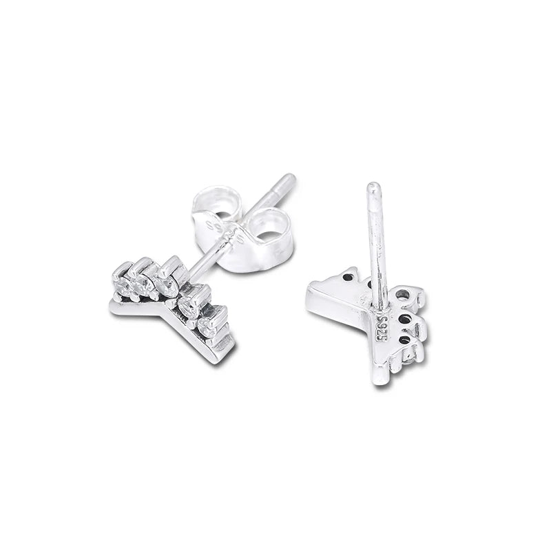 Tiara Wishbone Stud Earrings 925 Sterling Silver Jewelry