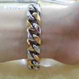 Tiasri 15mm Punk Style Men's Bracelet High Stainless Steel Cuban Chain
