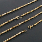 Tiasri 3mm Box Chain Stainless Steel Necklaces For Men Women