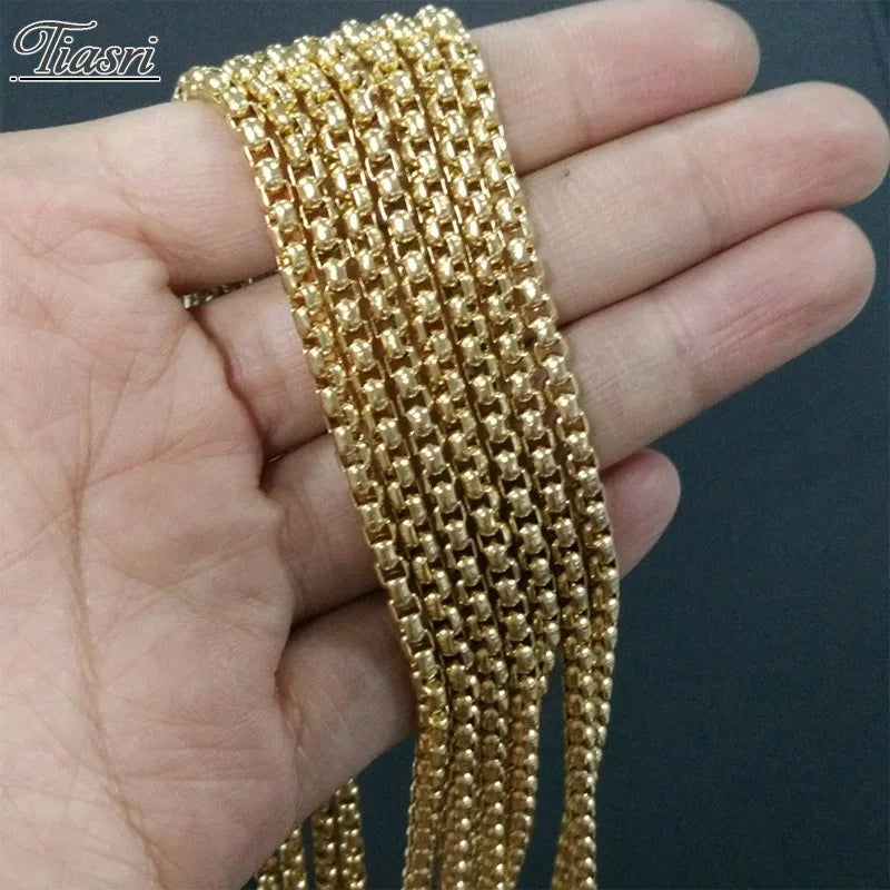 Tiasri 3mm Box Chain Stainless Steel Necklaces For Men Women
