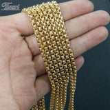 Tiasri 3mm Box Chain Stainless Steel Necklaces For Men Women