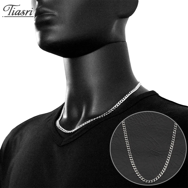Tiasri 5mm Cuban Link Men's Necklace High Stainless Steel