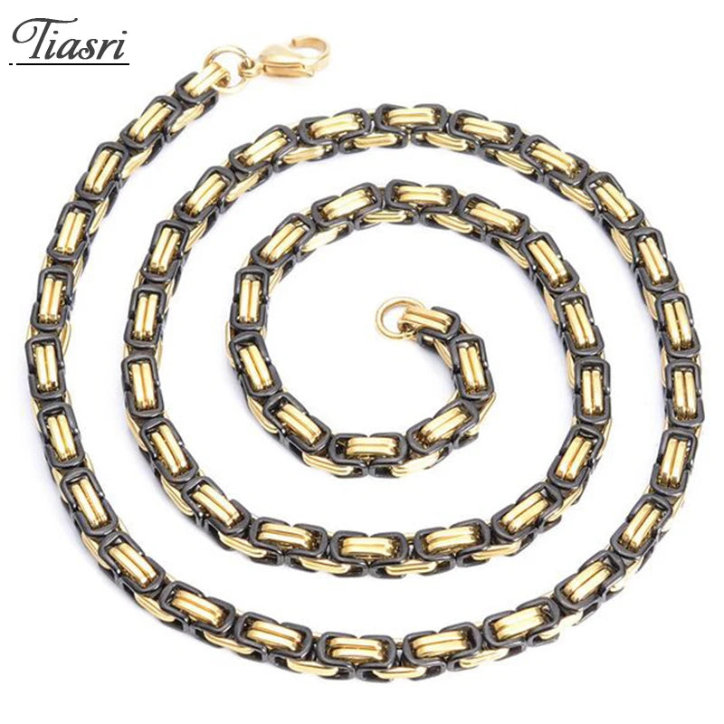 Tiasri 5mm Stainless Steel Byzantine Chain Necklace