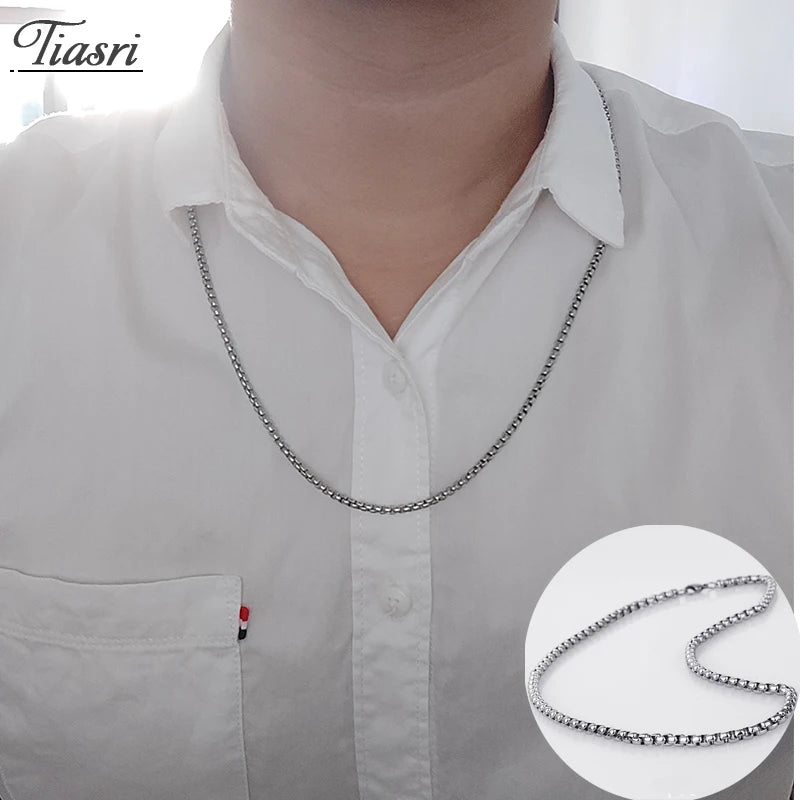 Tiasri 5mm Stainless Steel Necklace Halloween Punk Hip-Hop Style