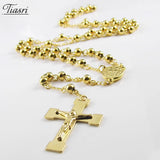 Tiasri 6mm Cross Necklace Stainless Steel Chain