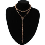 Tiasri 6mm Jesus Cross Pendant Necklace Men Women Stainless Steel Long Chain