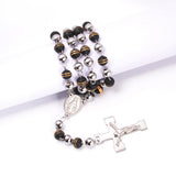 Tiasri Jesus Cross Pendant Necklace Sweater Beads Long Chain Stainless Steel