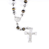 Tiasri Jesus Cross Pendant Necklace Sweater Beads Long Chain Stainless Steel