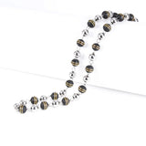 Tiasri Jesus Cross Pendant Necklace Sweater Beads Long Chain Stainless Steel