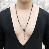 Tiasri Cross Pendant Necklace Stainless Steel Sweater Chain Halloween Gift