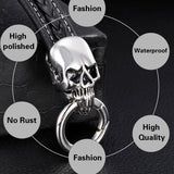 Tiasri Leather Skull Bracelet Stainless Steel