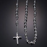 Tiasri Cross Pendant Necklace For Woman Round Bead Tail Chain Choker