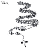 Tiasri Cross Pendant Necklace For Woman Round Bead Tail Chain Choker