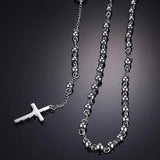 Tiasri Cross Pendant Necklace For Woman Round Bead Tail Chain Choker