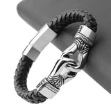 Tiasri Leather Men's Bracelet Stainless Steel Punk Hip-Hop Jewelry Gift