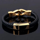 Tiasri Leather Men's Bracelet Stainless Steel Punk Hip-Hop Jewelry Gift