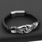 Tiasri Leather Men's Bracelet Stainless Steel Punk Hip-Hop Jewelry Gift