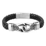 Tiasri Leather Men's Bracelet Stainless Steel Punk Hip-Hop Jewelry Gift