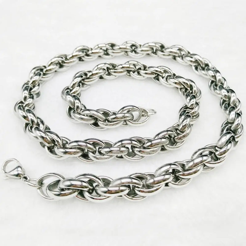 Tiasri 9mm Silver Rope Chain Necklace DIY Jewelry Making