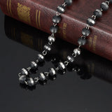 Tiasri Cross Pendant Necklace Sweater Long Chain Bead Collar Choker