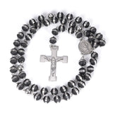 Tiasri Cross Pendant Necklace Sweater Long Chain Bead Collar Choker