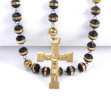Tiasri Women's Cross Pendant Necklace Stainless Steel Bead Collar Jewelry