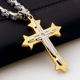 Steampunk Cross Pendant Charm Necklace Stainless Steel Jewelry