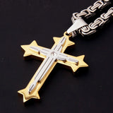 Steampunk Cross Pendant Charm Necklace Stainless Steel Jewelry
