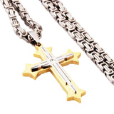 Steampunk Cross Pendant Charm Necklace Stainless Steel Jewelry