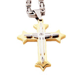 Steampunk Cross Pendant Charm Necklace Stainless Steel Jewelry