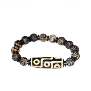 10mm 3 Eyes Round Dzi Beads 40mm 9 Eyes Dzi Agate Beads Bracelet