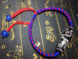 Tibet 11eyes DZI Jewelry Red&Blue Braided Line Evil Woman's Bracelet