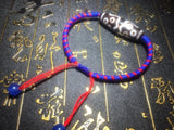 Tibet 11eyes DZI Jewelry Red&Blue Braided Line Evil Woman's Bracelet