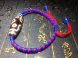 Tibet 11eyes DZI Jewelry Red&Blue Braided Line Evil Woman's Bracelet