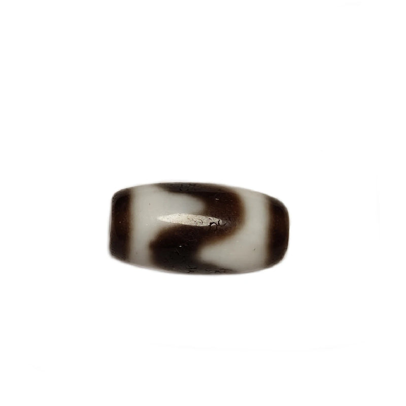 Tibet 2/3 Eye Tiger Tooth Bead Totem 20mm Black/White Agate Dzi Bracelet