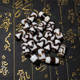 Tibet 2/3 Eye Tiger Tooth Bead Totem 20mm Black/White Agate Dzi Bracelet