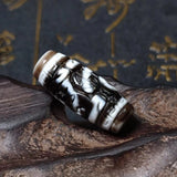 Tibet 2 Eyes Totem Carving Black/White Agate Dzi Beads 28*12mm