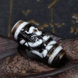 Tibet 2 Eyes Totem Carving Black/White Agate Dzi Beads 28*12mm