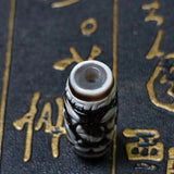 Tibet 2 Eyes Totem Carving Black/White Agate Dzi Beads 28*12mm