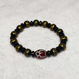 Tibet 3Eyes God Wealth Agate Dzi Beads Carving Bronze Money Pattern Ball Beads