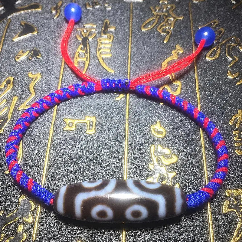 Tibet 7eyes DZI Jewelry Red&Blue Braided Line Evil Bracelet