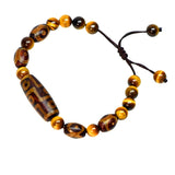 Tibet 9eyes Valuable Maroon 12*30mm Agate DZI Tiger Eye Stone Bracelet