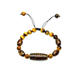 Tibet 9eyes Valuable Maroon 12*30mm Agate DZI Tiger Eye Stone Bracelet
