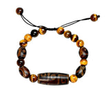 Tibet 9eyes Valuable Maroon 12*30mm Agate DZI Tiger Eye Stone Bracelet
