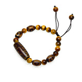 Tibet 9eyes Valuable Maroon 12*30mm Agate DZI Tiger Eye Stone Bracelet
