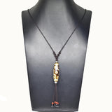 Tibet Agate DZI Pendant Women's Necklace Brown/white 9 Eyes Amulet