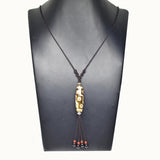 Tibet Agate DZI Pendant Women's Necklace Brown/white 9 Eyes Amulet