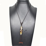 Tibet Agate DZI Pendant Women's Necklace Brown/white 9 Eyes Amulet