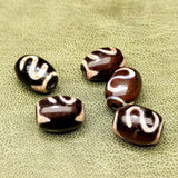 Tibet Agate DZi Beads Blood Red Agate Beads Money Hook & Tiger Teeth 12*16mm